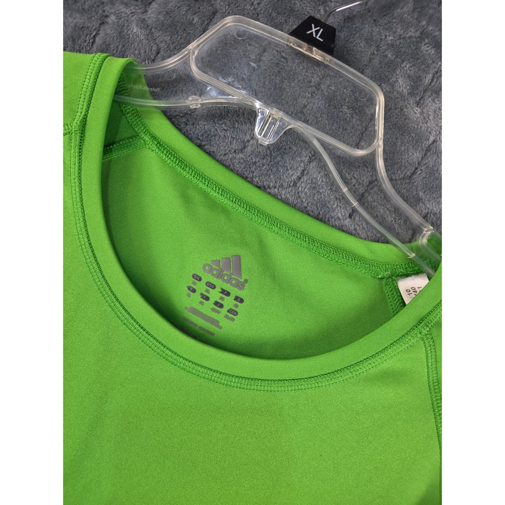 Adidas Mens XL Lime Green Active T-Shirt Short Sleeve White Side Stripe AJW001